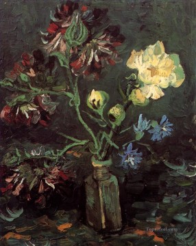 ヴィンセント・ヴァン・ゴッホ Painting - ミオソティスと牡丹の花瓶 フィンセント・ファン・ゴッホ